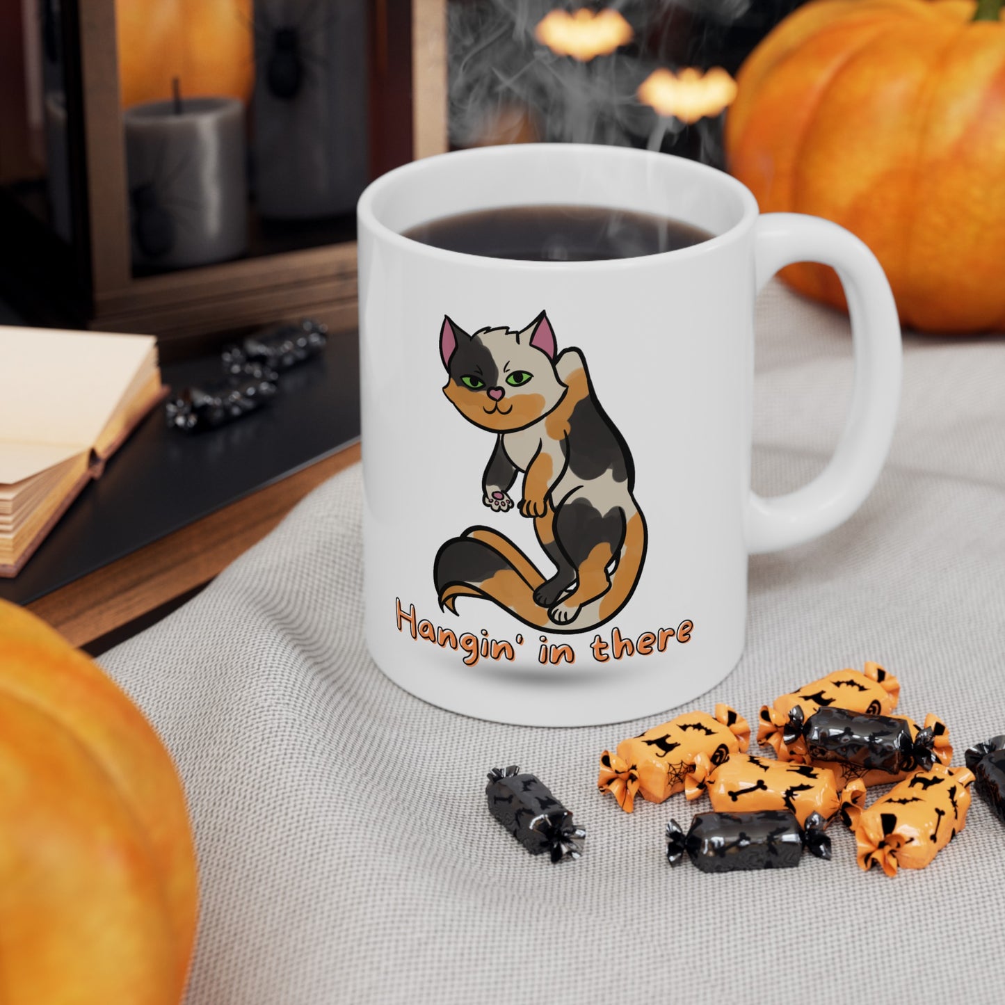 Calico Cat Mug Hangin' in there funny cup