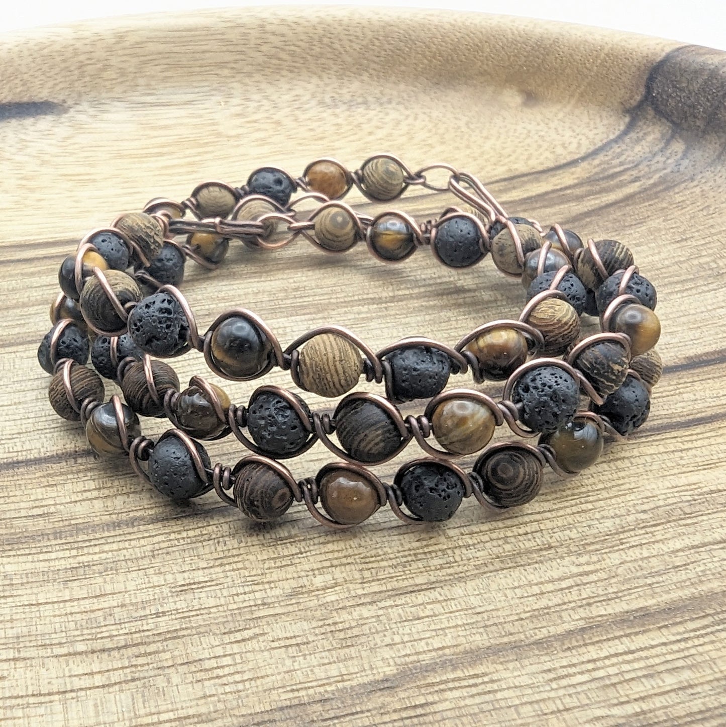 Men's Earthy Bracelet - copper wire wrapped