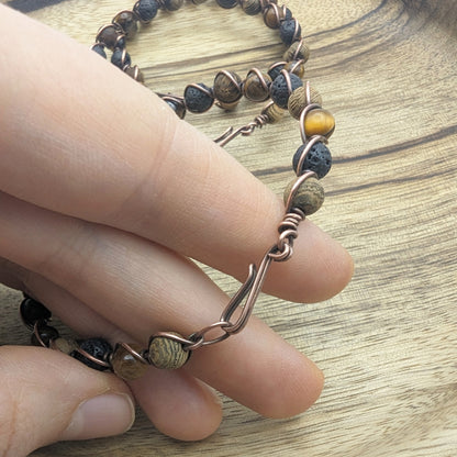 Men's Earthy Bracelet - copper wire wrapped