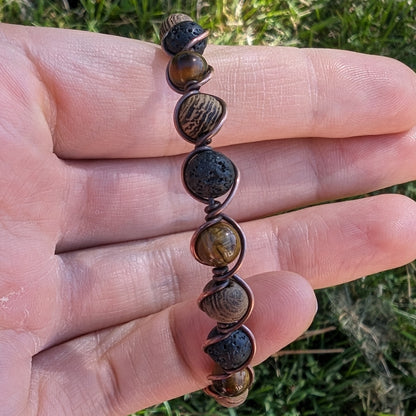 Men's Earthy Bracelet - copper wire wrapped