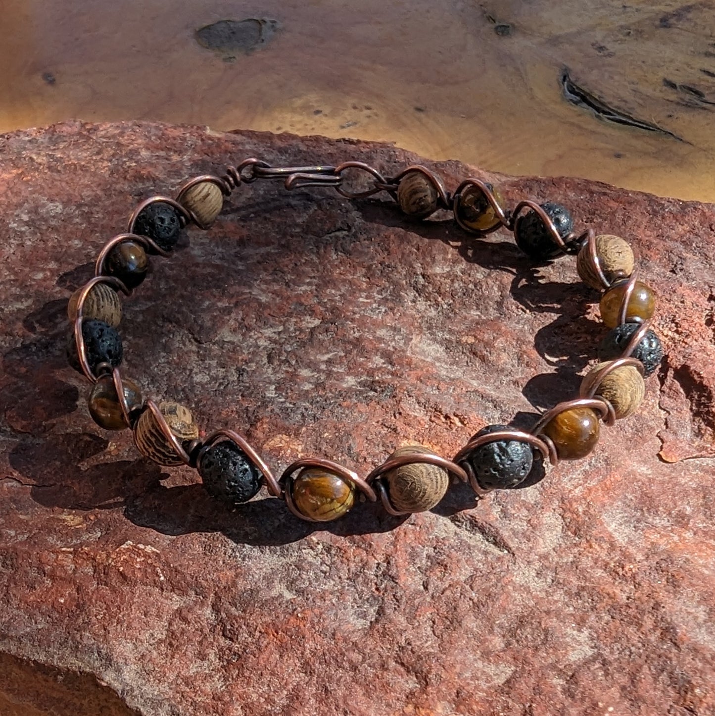 Men's Earthy Bracelet - copper wire wrapped