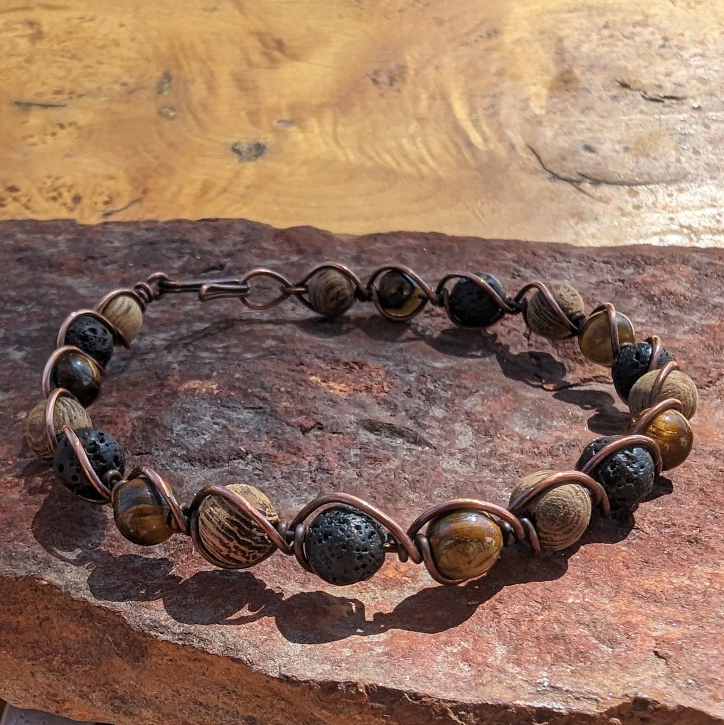 Men's Earthy Bracelet - copper wire wrapped