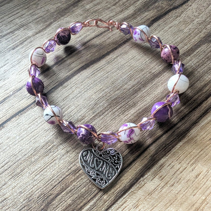 Purple Jasper Mom's Bracelet - copper wire wrapped