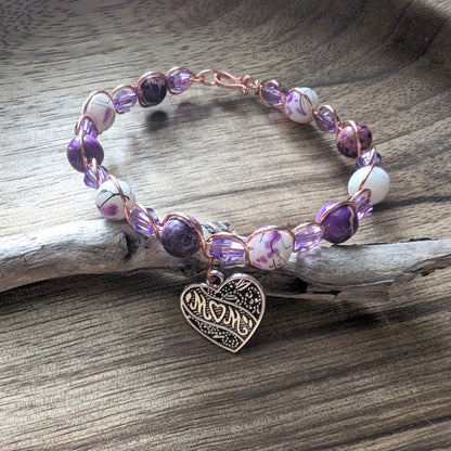 Purple Jasper Mom's Bracelet - copper wire wrapped