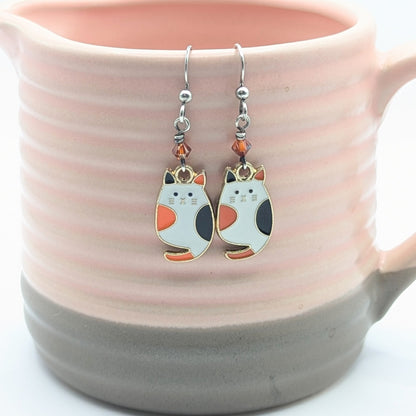 Calico Kitty Earrings