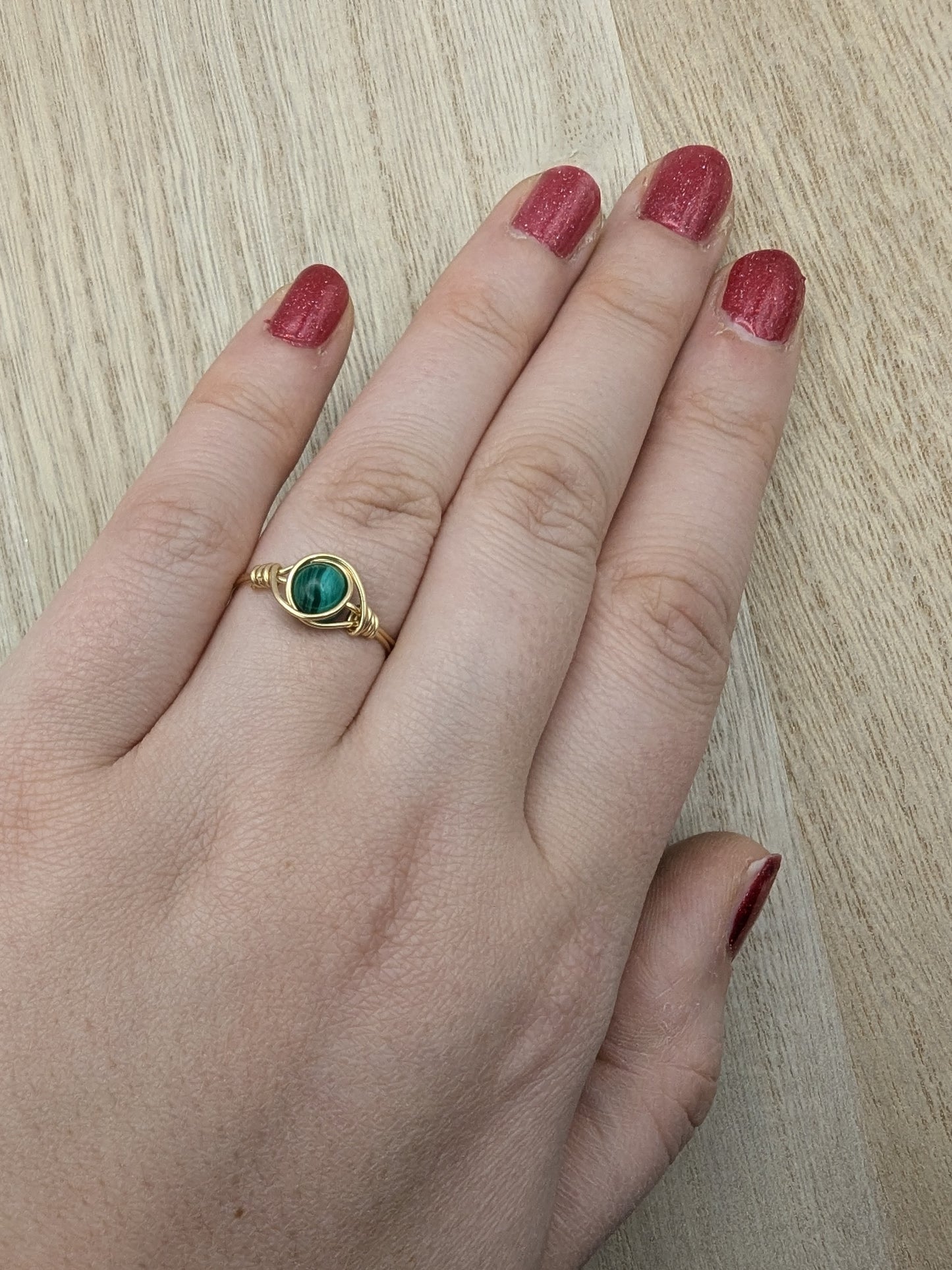 Transformation Malachite Ring - 14k gold wire wrapped