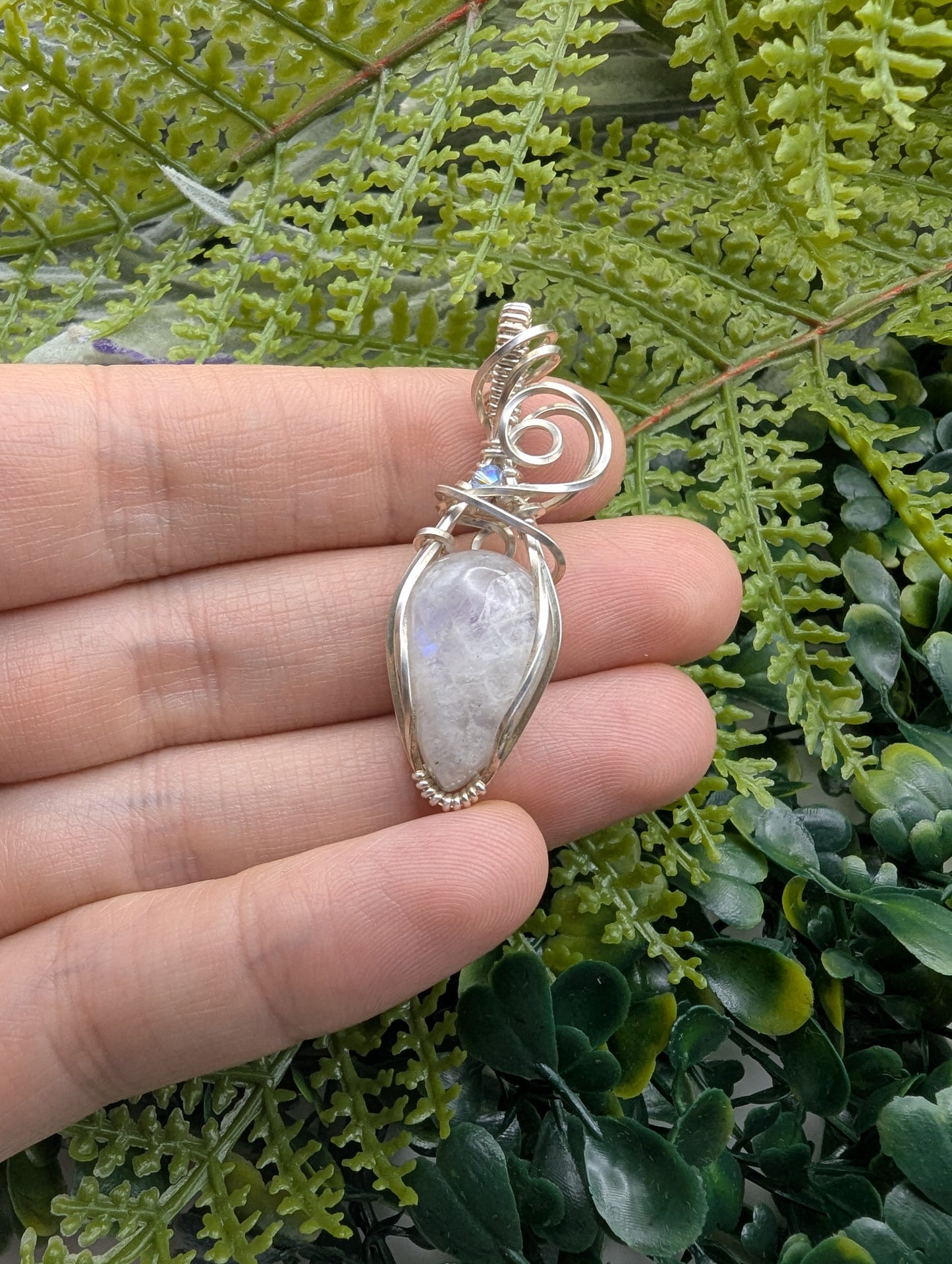 Darling Moonstone Pendant - sterling silver wire wrapped