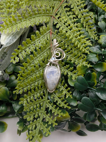 Darling Moonstone Pendant - sterling silver wire wrapped