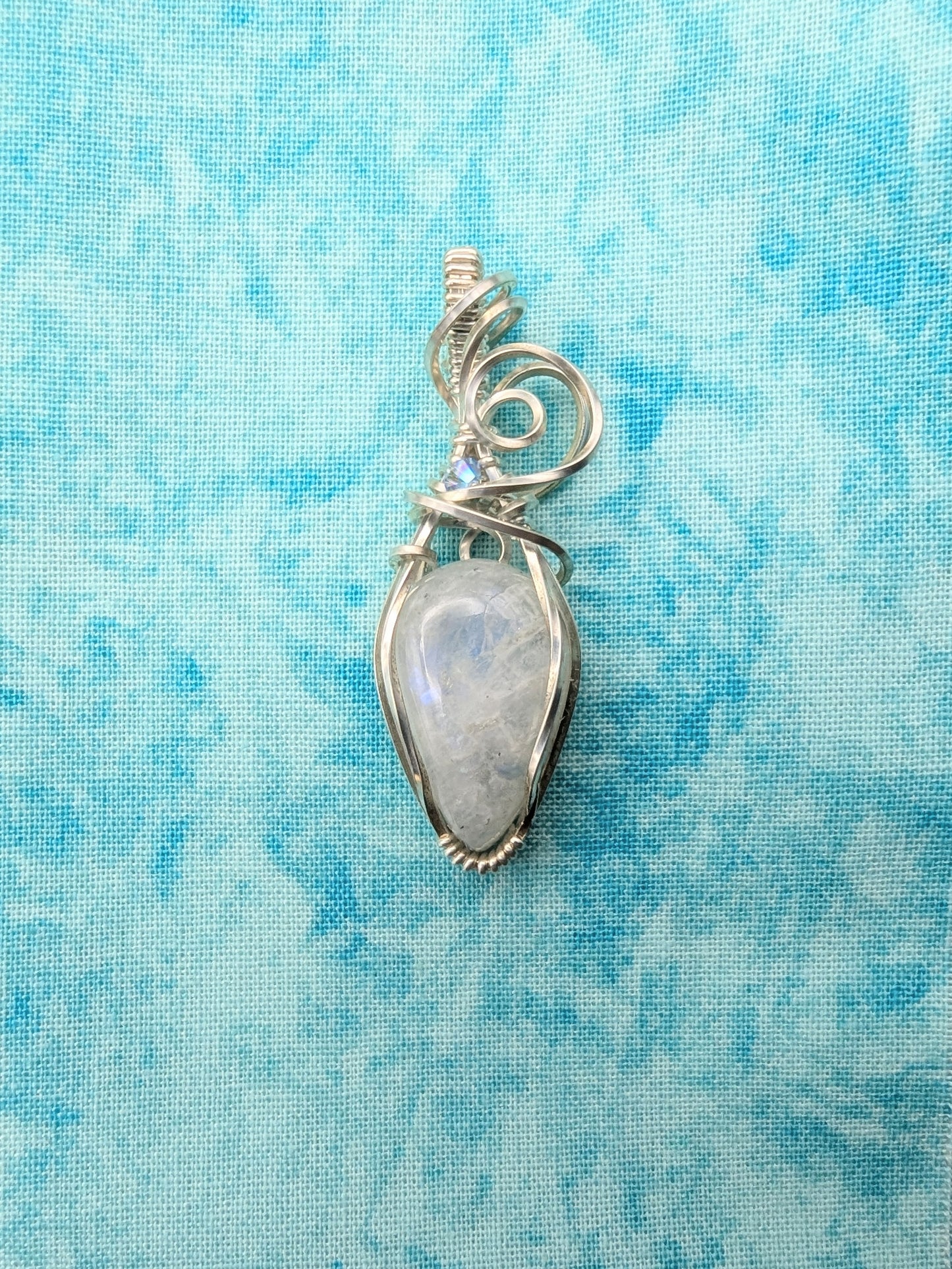 Darling Moonstone Pendant - sterling silver wire wrapped