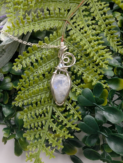 Darling Moonstone Pendant - sterling silver wire wrapped