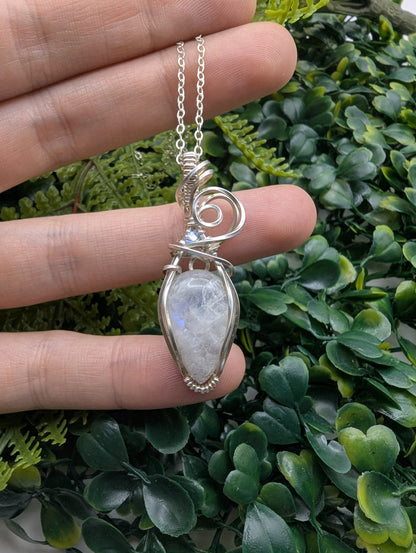 Darling Moonstone Pendant - sterling silver wire wrapped