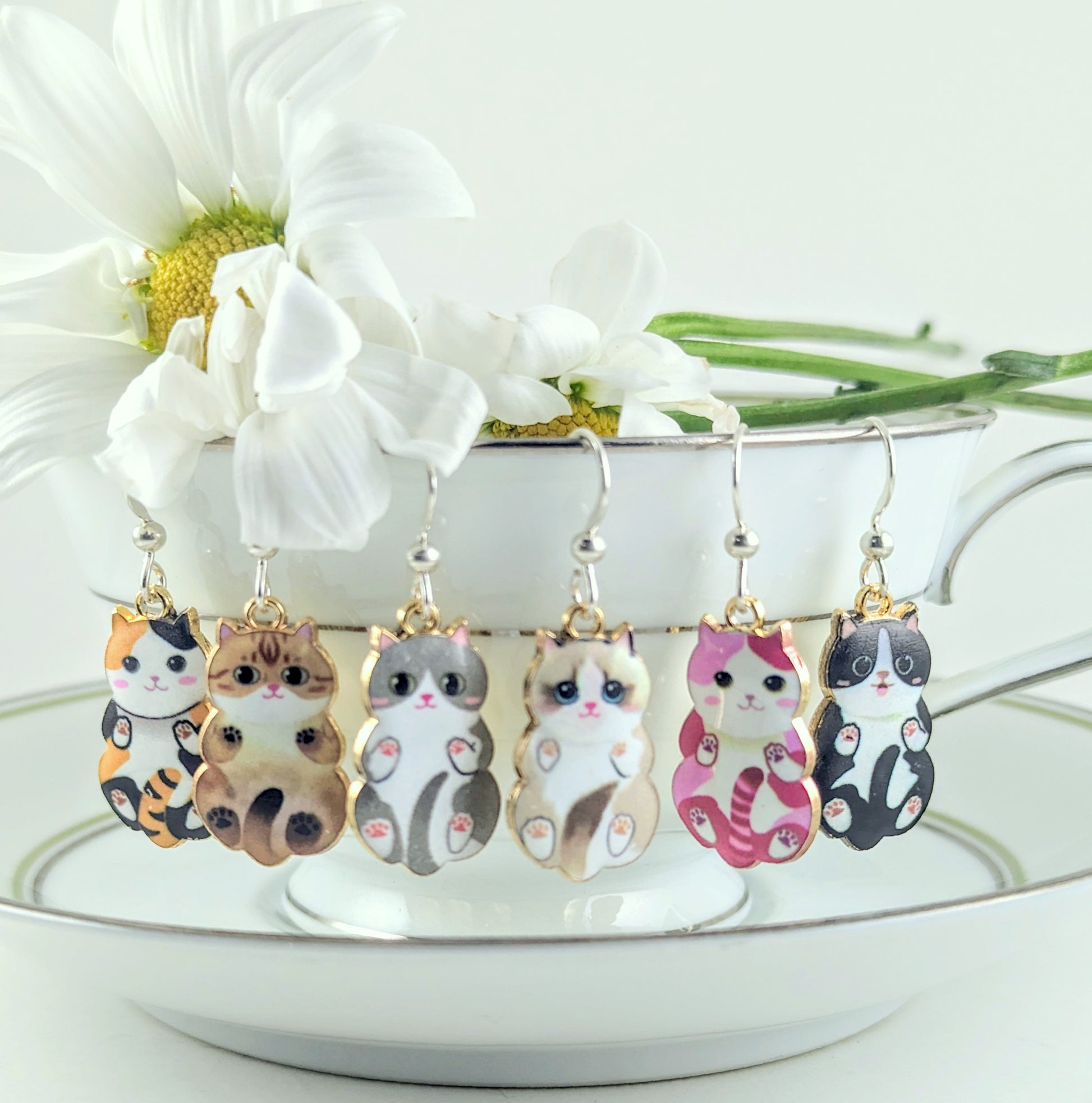 happy cat earrings