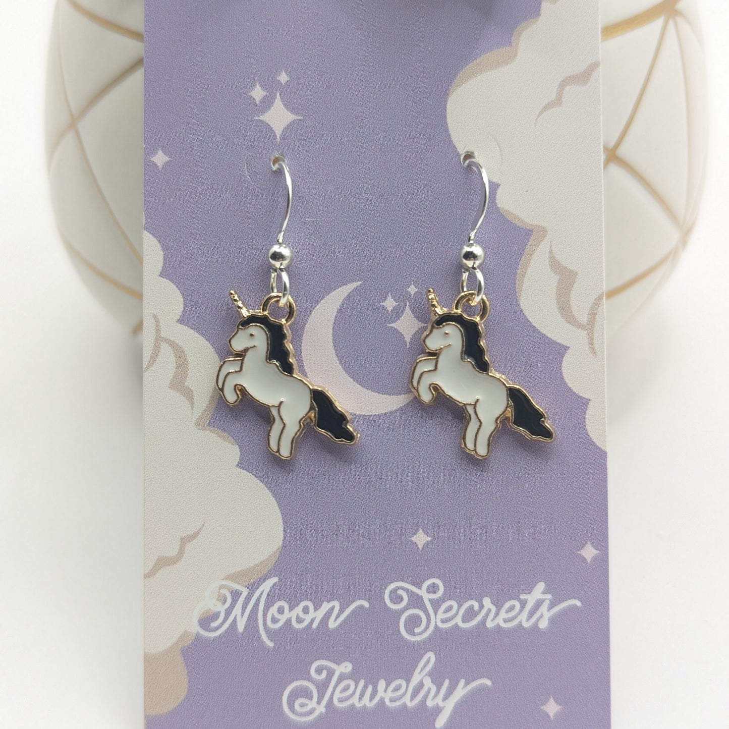 Colorful Unicorn Earrings - sterling silver ear wires