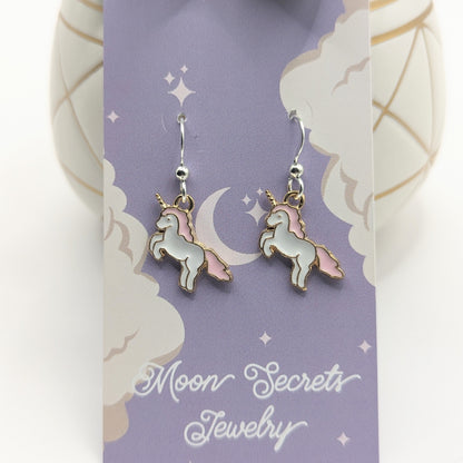 Colorful Unicorn Earrings - sterling silver ear wires