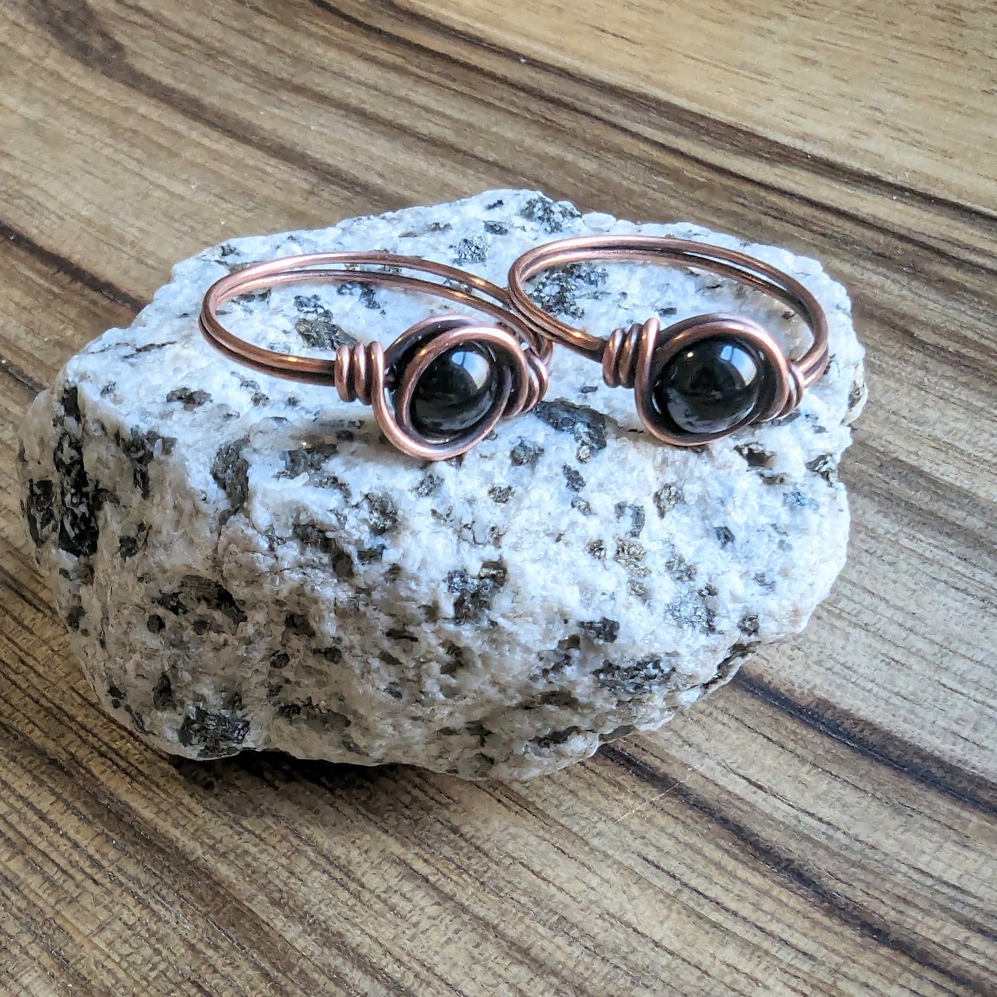 Strength Onyx Ring - Copper wire wrapped