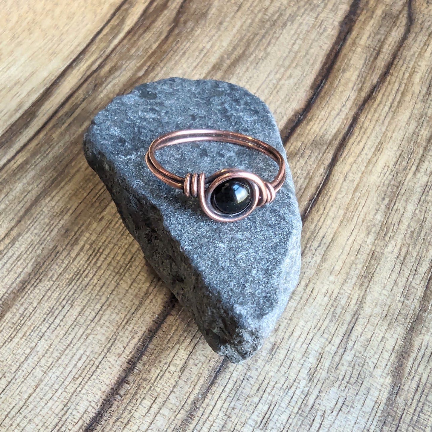 Strength Onyx Ring - Copper wire wrapped