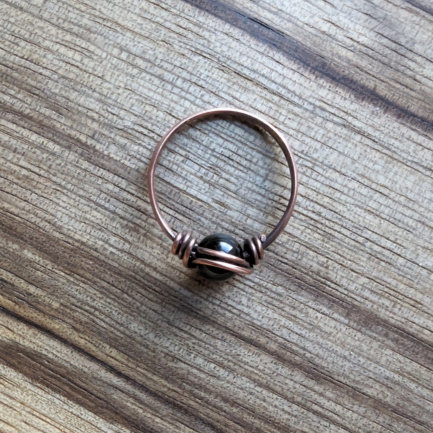 Strength Onyx Ring - Copper wire wrapped