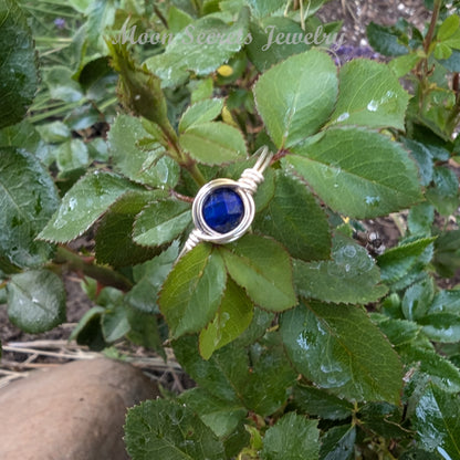 Enlightenment Lapis lazuli Ring - sterling silver wire wrapped