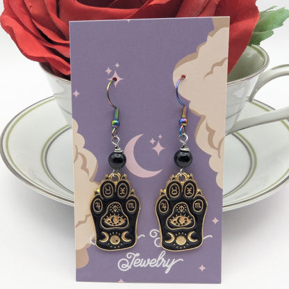 Halloween Celestial Goth Cat Earrings