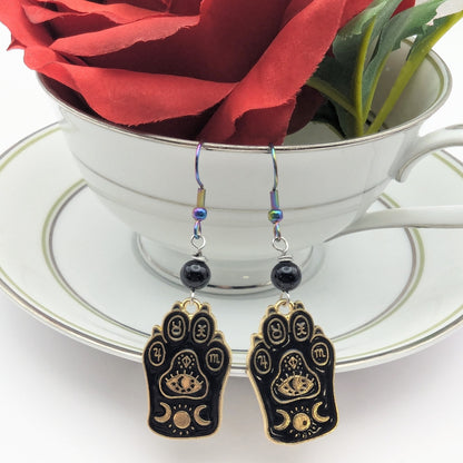 gothic cat earrings