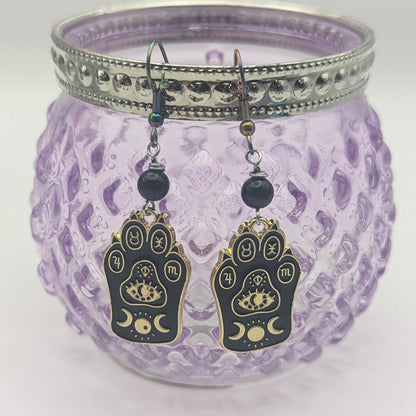 Halloween Celestial Goth Cat Earrings