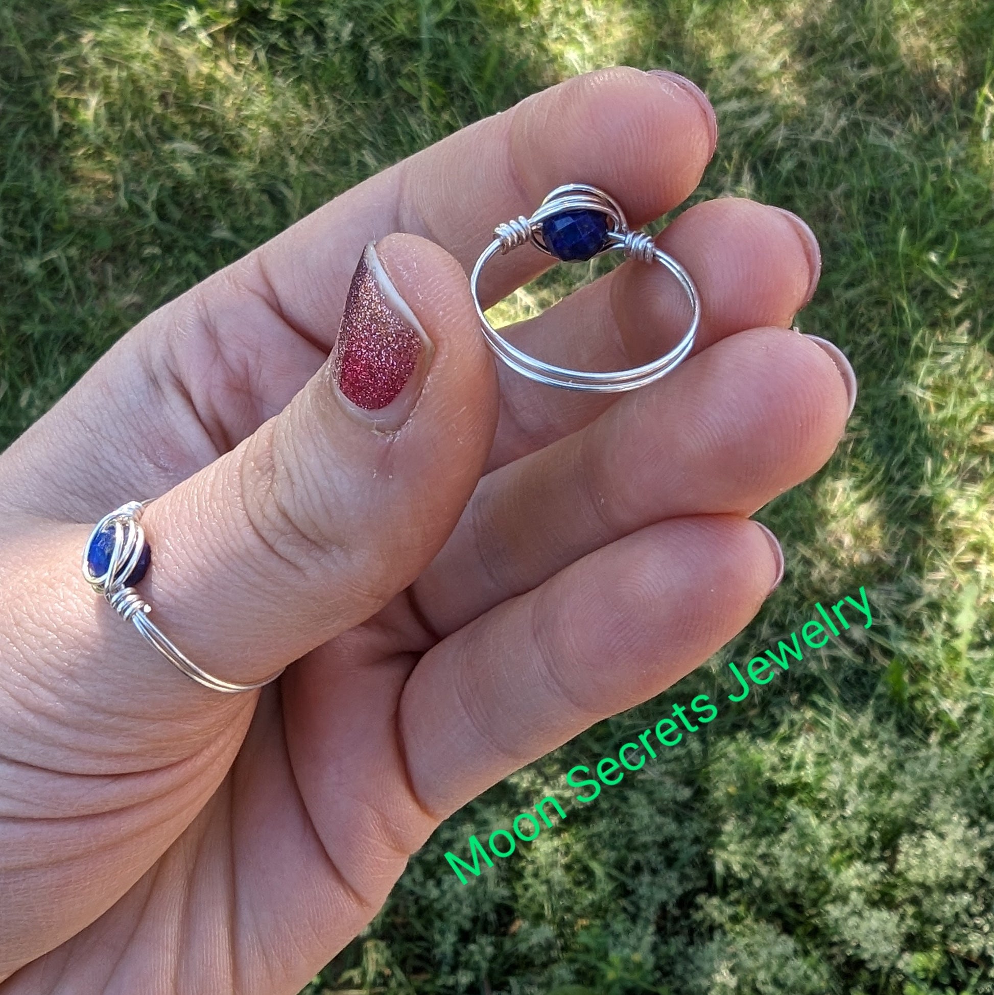 Enlightenment Lapis lazuli Ring - sterling silver wire wrapped - minimalist ring - unisex jewelry - blue ring - couple's rings - gifts