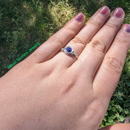 Enlightenment Lapis lazuli Ring - sterling silver wire wrapped - minimalist ring - unisex jewelry - blue ring - couple's rings - gifts