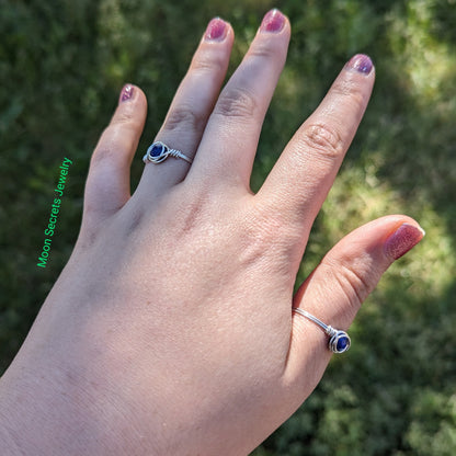 Enlightenment Lapis lazuli Ring - sterling silver wire wrapped - minimalist ring - unisex jewelry - blue ring - couple's rings - gifts