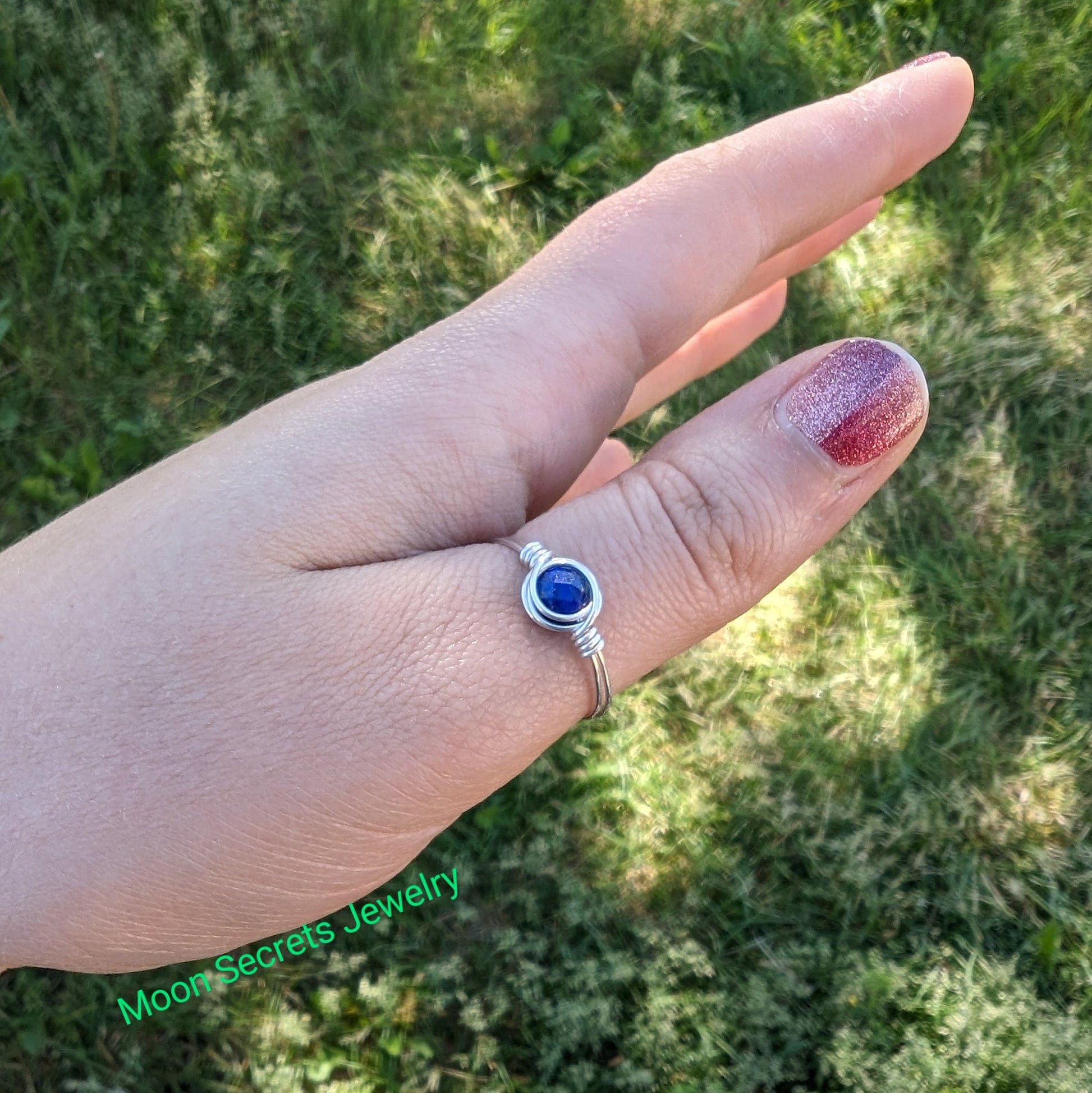 Enlightenment Lapis lazuli Ring - sterling silver wire wrapped - minimalist ring - unisex jewelry - blue ring - couple's rings - gifts