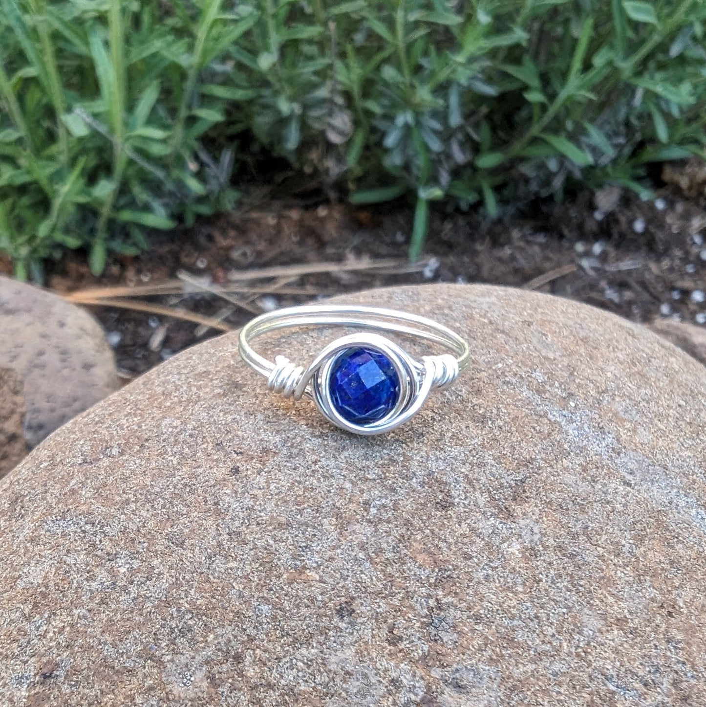 Enlightenment Lapis lazuli Ring - sterling silver wire wrapped - minimalist ring - unisex jewelry - blue ring - couple's rings - gifts