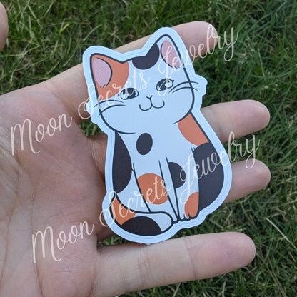 Calico Cat Sticker - water bottle sticker - laptop stickers - big cat sticker - kids sticker - collectors sticker - orange and black cat