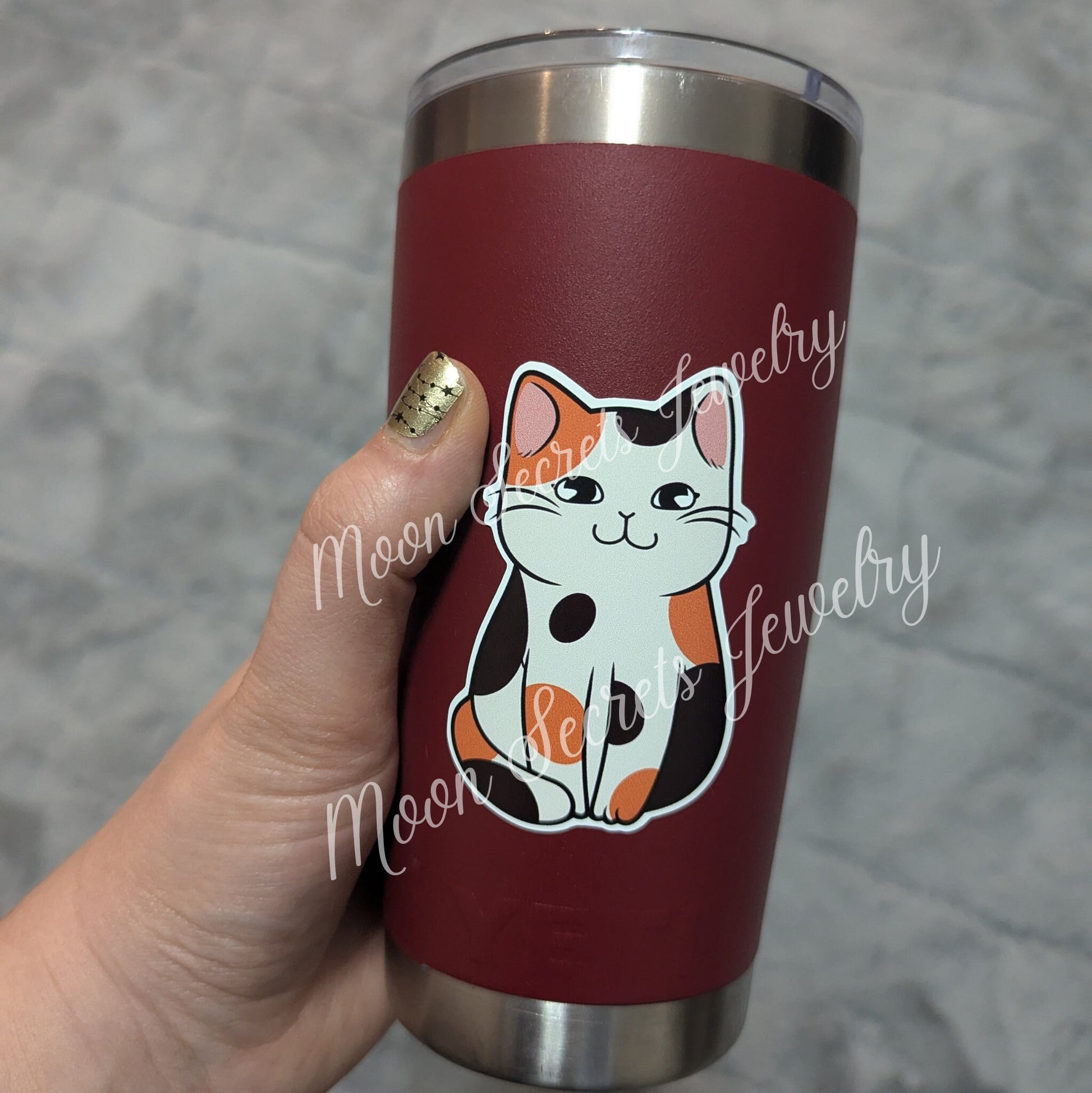 Calico Cat Sticker - water bottle sticker - laptop stickers - big cat sticker - kids sticker - collectors sticker - orange and black cat