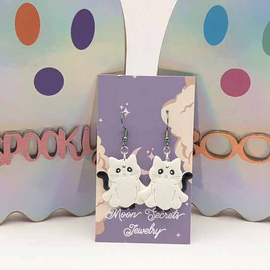 Ghost cat earrings