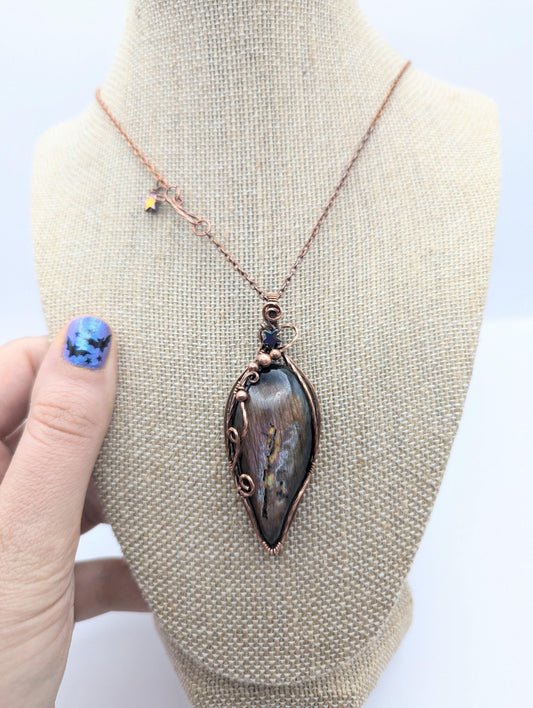 Bold labradorite wire wrapped copper