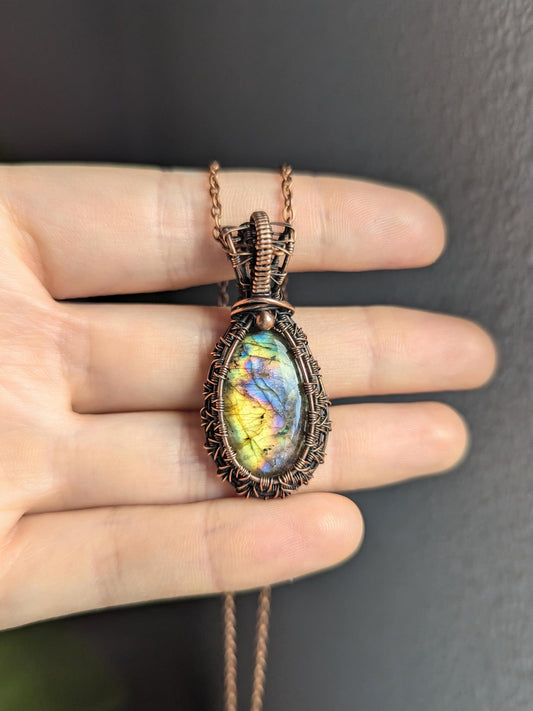 Labradorite wire wrap heady Pendant