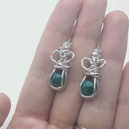 Malachite Silver Princess Jewelry Set - sterling silver wire wrapped