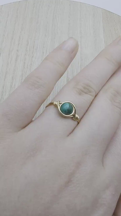 Transformation Malachite Ring - 14k gold wire wrapped- men's ring - unisex jewelry - couples rings - witch ring - wiccan ring - green ring