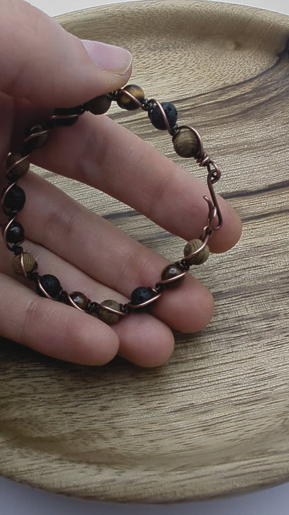 Men's Earthy Bracelet - copper wire wrapped