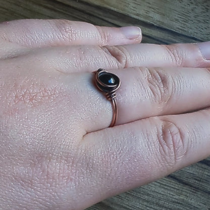 Strength Onyx Ring - Copper wire wrapped