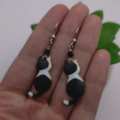 Tuxedo Cat Earrings