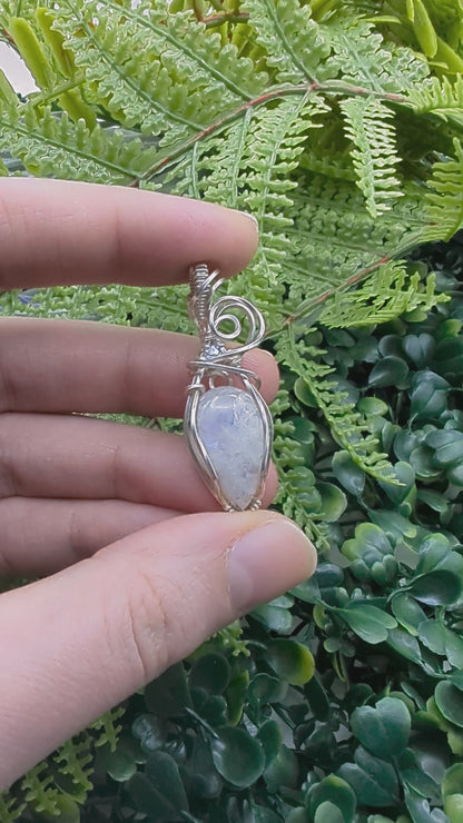 Darling Moonstone Pendant - sterling silver wire wrapped