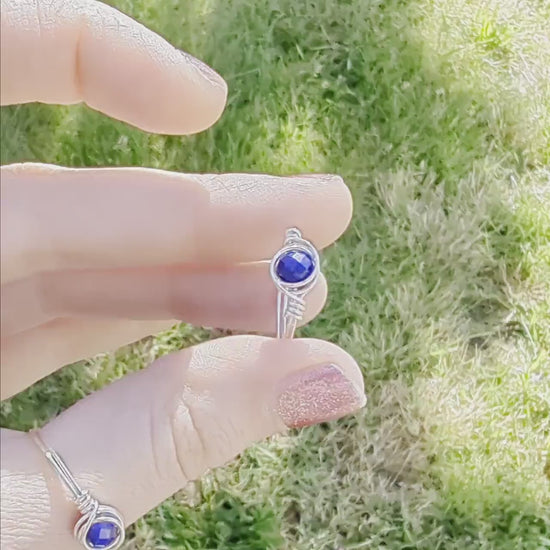 Enlightenment Lapis lazuli Ring - sterling silver wire wrapped - minimalist ring - unisex jewelry - blue ring - couple's rings - gifts