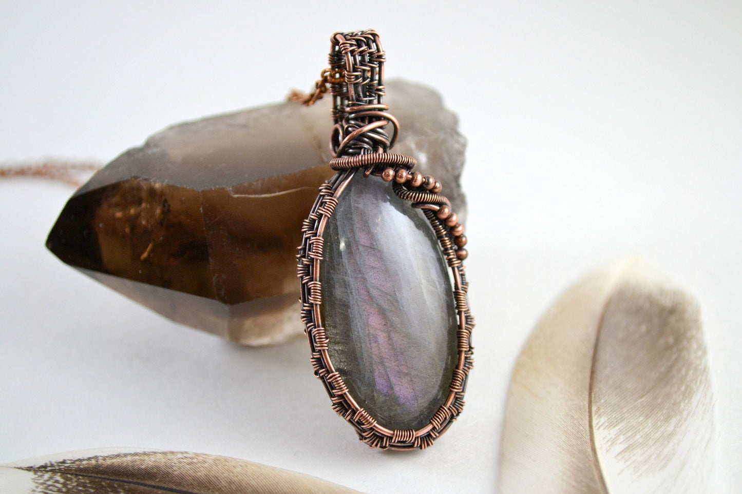 Labradorite Serene Spirit Pendant - copper wire wrapped