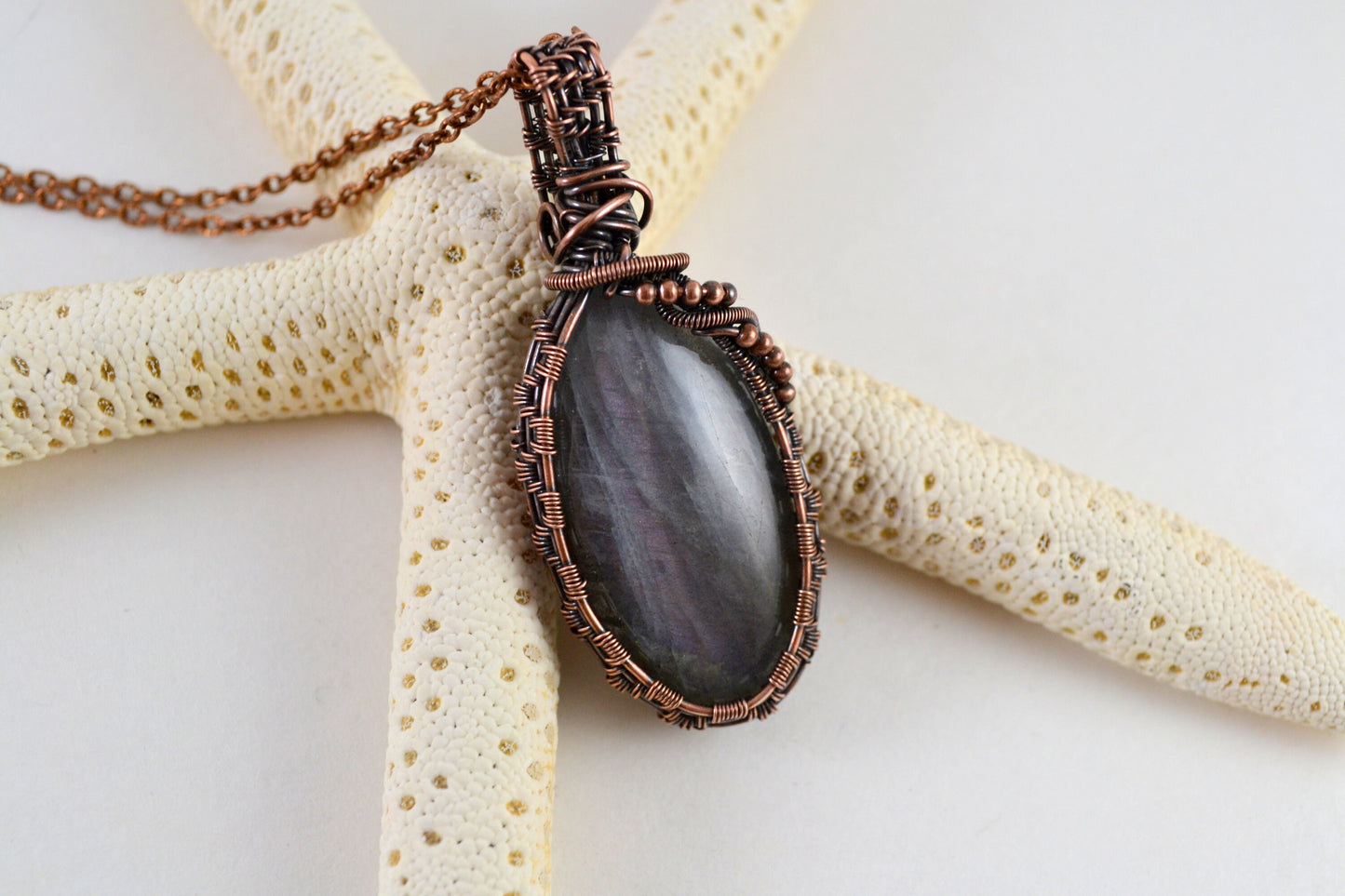 Labradorite Serene Spirit Pendant - copper wire wrapped