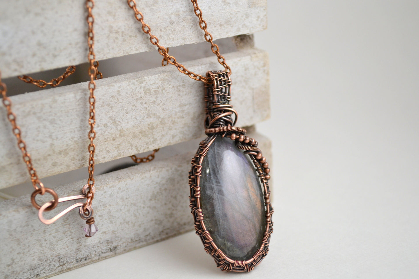 Labradorite Serene Spirit Pendant - copper wire wrapped