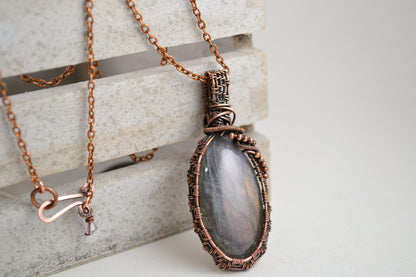 Labradorite Serene Spirit Pendant - copper wire wrapped