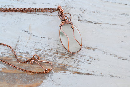 Celtic Moonstone Pendant - copper wire wrapped