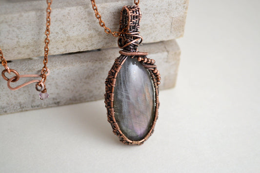 Labradorite Serene Spirit Pendant - copper wire wrapped