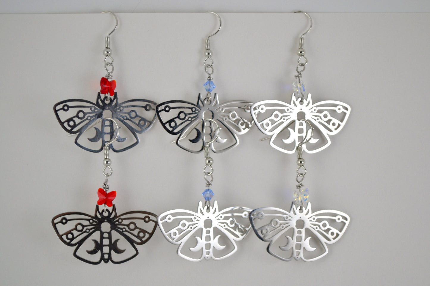 Luna Moth Earrings - platinum ear wires