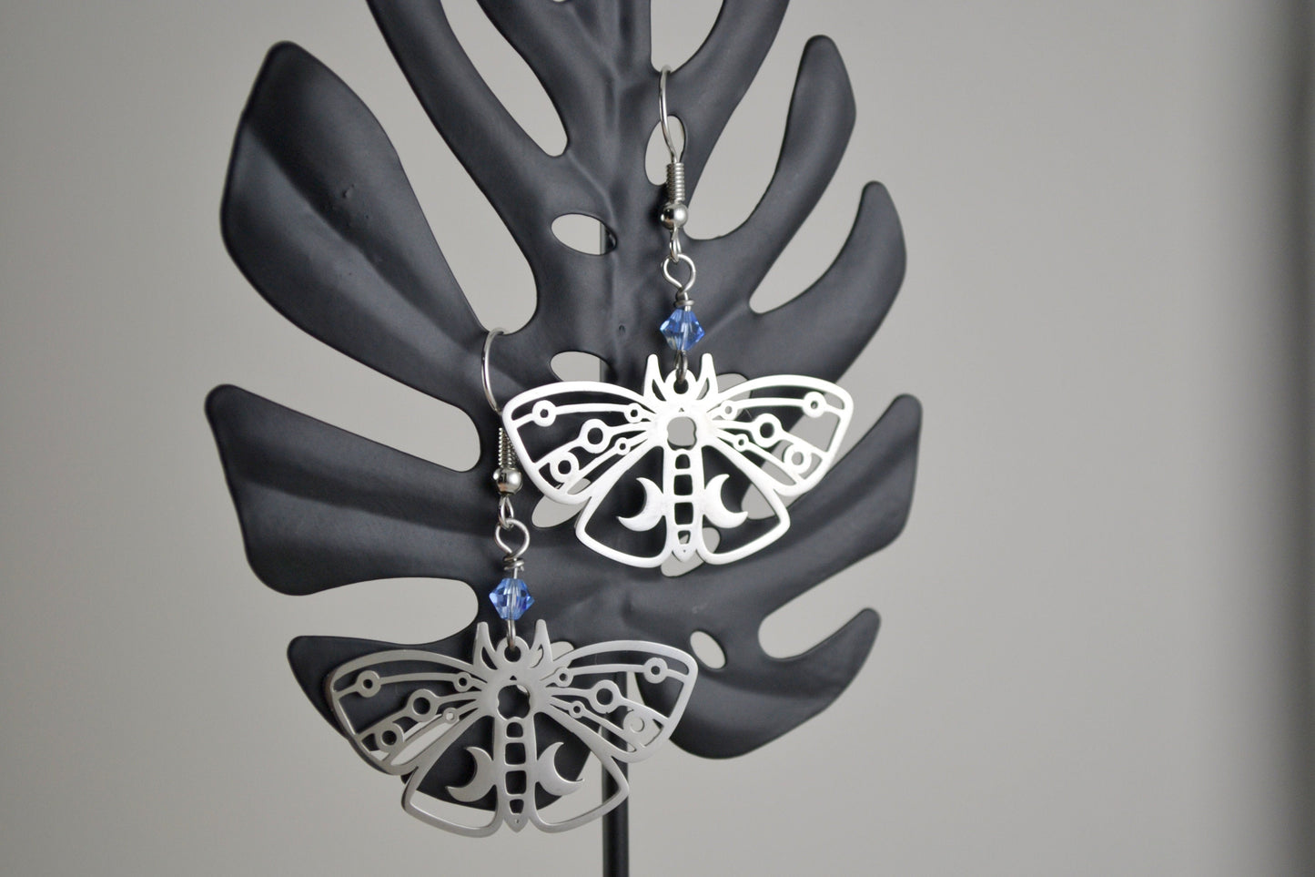 Luna Moth Earrings - platinum ear wires